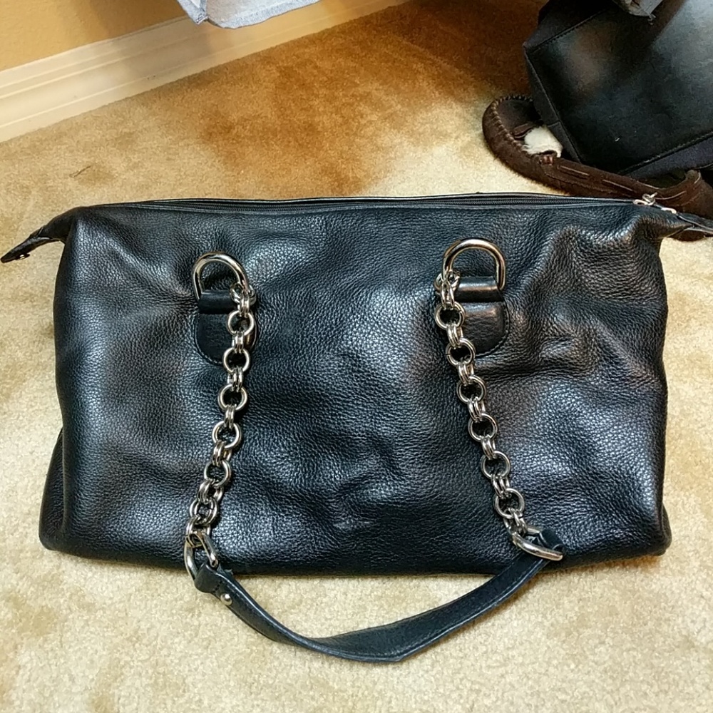 Donald J Pliner genuin black leather satchel purse